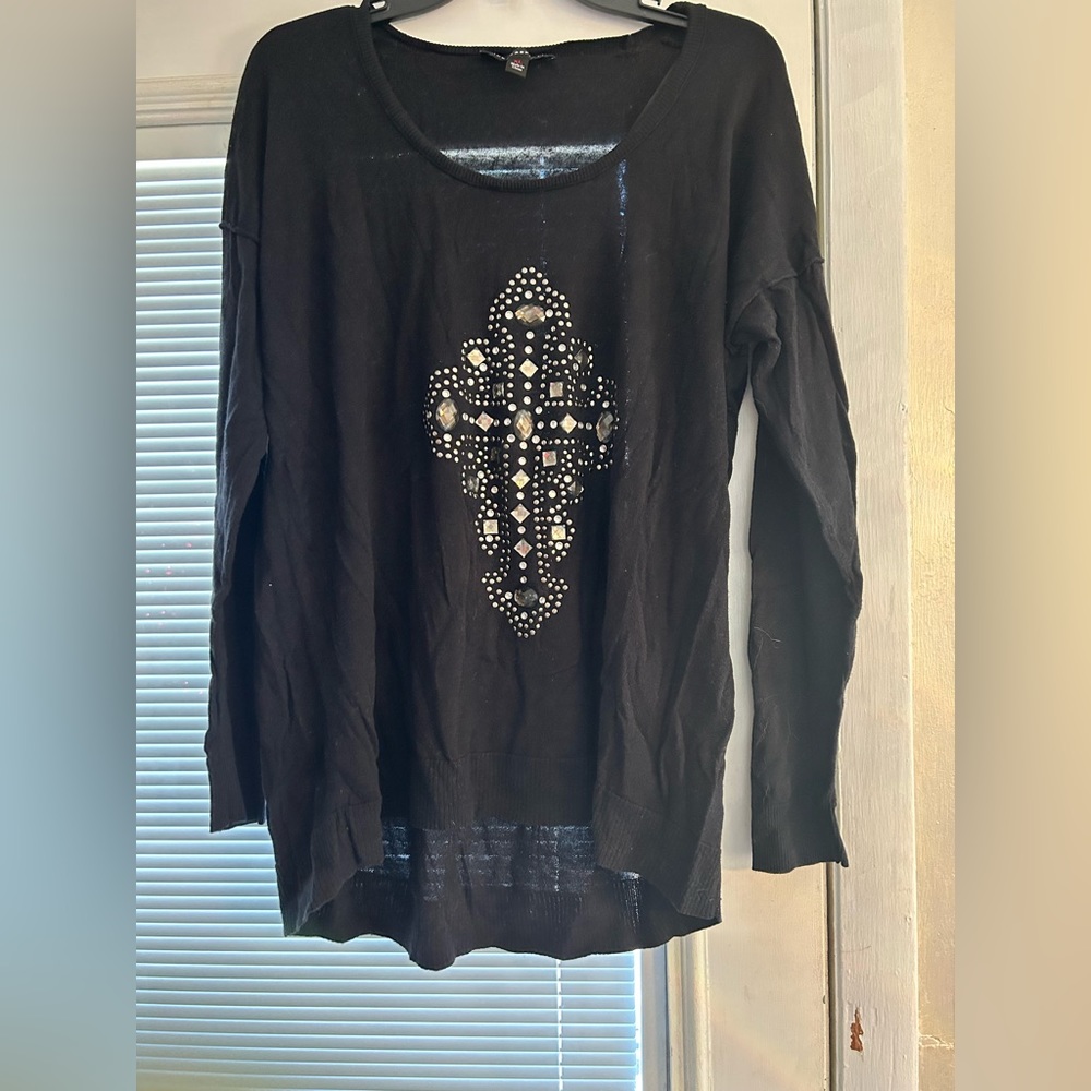 Rock and republic sweater with embellished cross